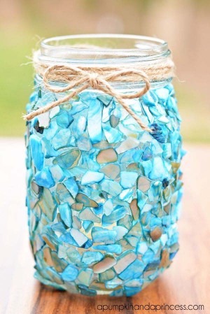 24 Cute DIY Home Decor Ideas With Colored Glass and Sea Glass - WooHome