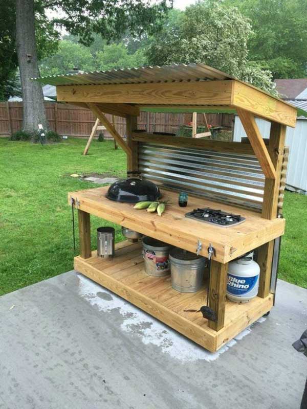 diy outdoor grill station with roof