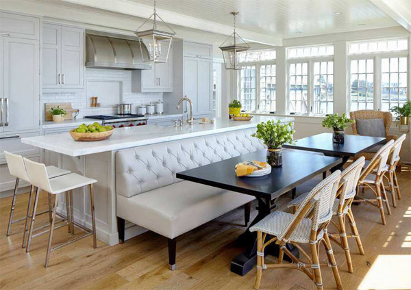 kitchen bench with integrated dining table