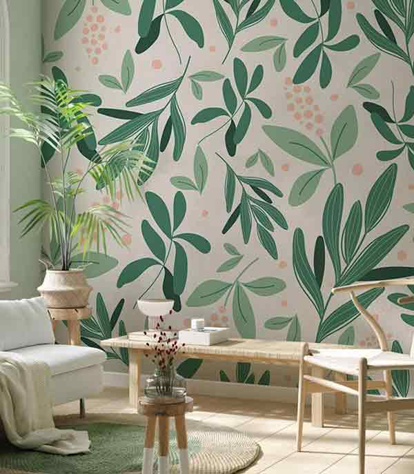 Beautiful wallpaper with the aglomena leaves Vector Image